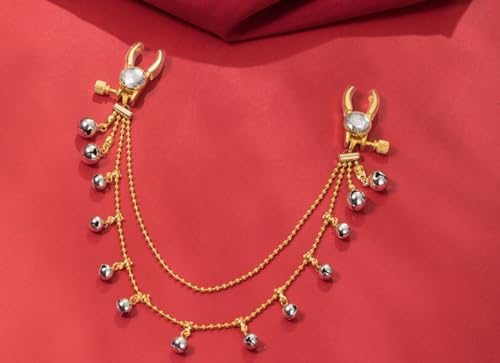 Qlsxtm KD2024-RJ-01 Qlxstm Tassel Rhinestone Nipple Clamps With Multiple Bells And Chains - Adjustable, Non-Piercing Metal Stimulator Nipple Clips Adult Toys thumb #1