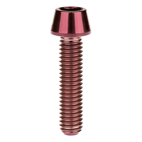 Image of Titanium Ti Bolt M5x9 16 18 20 25 30 35 40 45 50 55 60mm Tapered Head Screws Pack of 4 (M5x25mm, Burgundy)