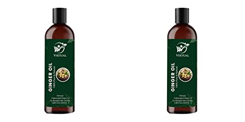 Image of VIRTUAL Pure Ginger Essential Oil For Stronger Hair, Body Skin Care, Moisturizing Dry Skin, Eyelash & Nails Cold Pressed Oil With No Mineral & Silicones