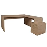 Genérico OFILIKE. Escritorio de Esquina con Cajonera, Lado Derecho. Mesa en Forma L. Ideal para Trabajar o Estudiar. Roble (160x80)