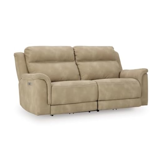 Beige Sand Power Reclining Couch with USB