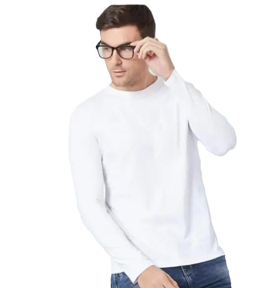 Solid Full Sleeve T Shirt Polyester Round Neck Casual Tee Comfortable Regular Fit Long Sleeve Top for Daily Use-image-20