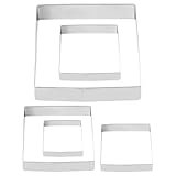 POPETPOP Quadratische Ausstechformen aus Edelstahl 5 Stück für Plätzchen Backen mit Teigschneider für Erwachsene und bei Feiertagen und Partys