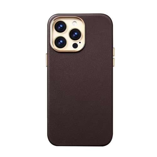Coque iPhone 15 Plus compatible MagSafe cuir véritable fait main