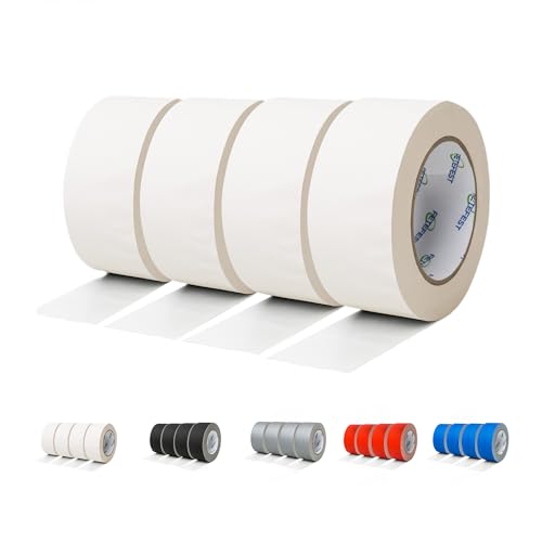 Fetefest White Gaffer Tape 4 Pack Bulk, Heavy Duty, 2" x30Yards, Professional Grade Gaffers Tape White, Non-Reflective No Residue Hand Tear Self-Adhesive, Multiple Purposes (White, 4 Rolls)