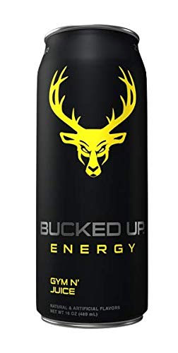 Bucked Up Energy 2021 Flavors Zero Sugar Energy Drinks 16 Ounce Cans (Gym N Juice, 12 Cans)