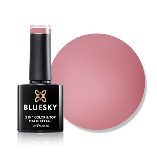 Bluesky 2 in 1 Matte Colour & Top Gel Nail Polish 10ml, Magenta - LBM03, Matte Finish, No Top Coat Needed, Pink Gel Nail Polish for 21 Day Manicure, Requires Curing Under LED UV Nail Lamp