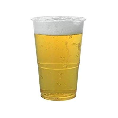 100 x Pint Plastic Cups (500ml) Strong Disposable Clear Plastic Drinking Cups