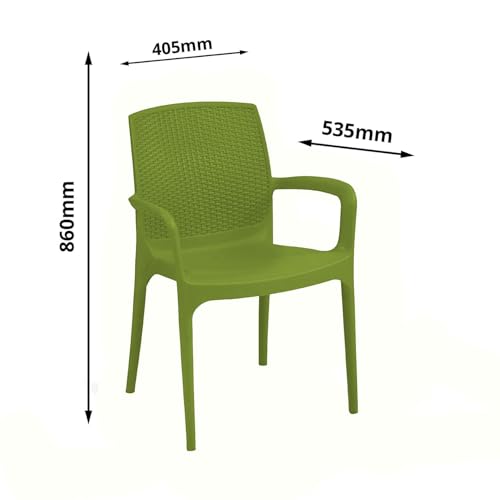 Image of Supreme Texas Heavy Duty Armrest Plastic Chair for Home, Garden, Office, Indoor /Outdoor Use|Color: Mehandi Green; Set of 2 Chairs