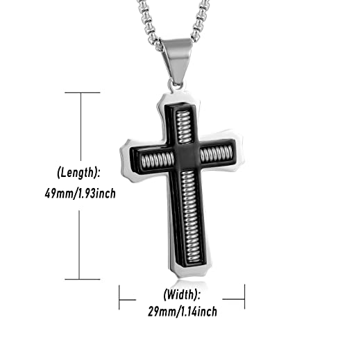 Starchenie Cross Necklace For Men 316L Stainless Steel Black Crucifix Pendant Titanium Steel Jesus Christ Jewelry 24'' Rolo Chain #TOP4