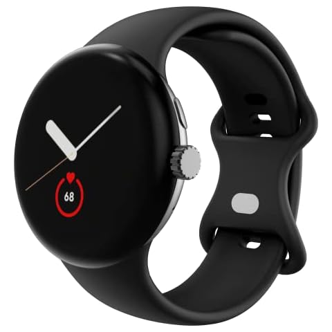 OVERSTEP Bands Compatible with Google Pixel Watch 3 Band 41mm/Pixel Watch 2 Band/Google Pixel Watch Band - Metal Buckle - Soft Silicone Replacement Strap for Women Men (S, Black) Cover