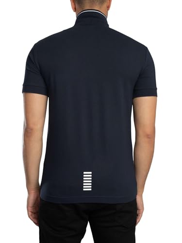Polo EA7 Homme bleu d'une finition irréprochable avec détails logo chic