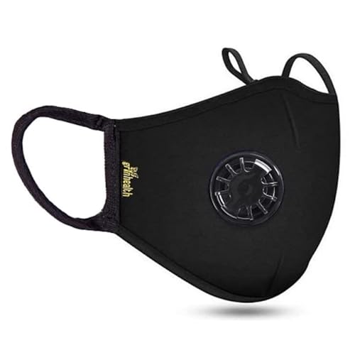 Image of Grin Health N99 Anti Pollution Mask with Acitivated Carbon with Valve Reusable & Washable, Unisex (Standard Size - Fit Most, Black)