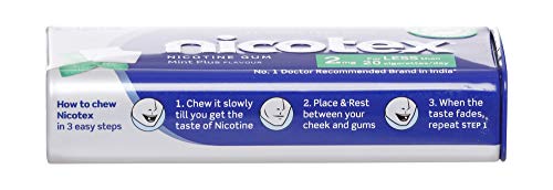 Image of Cipla Nicotex Nicotine Gum 2mg Tin, Mint Flavor, Sugar Free, Quit smoking (25gums*3 packs)