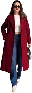 Women's Fashion Broadcloth Long Coat with Two Pockets One Size Fits up to 90 kg Daily Use