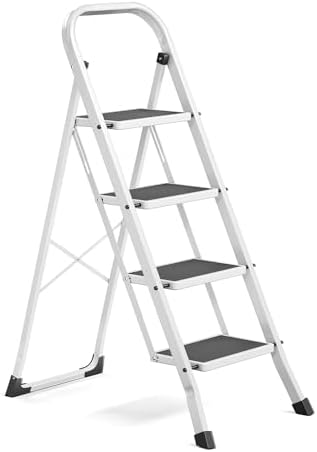 Domo 7 SONGMICS Escalera de Tijera, Escalera con 4 Peldaños, Peldaño Ple...