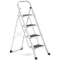 SONGMICS Escalera de Tijera, Escalera con 4 Peldaños, Peldaño