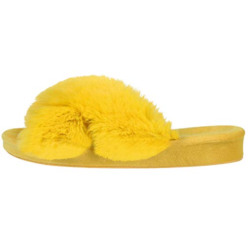 Shevalues Fuzzy House Slippers For Women Cross Band Fluffy Bedroom Slippers With Arch Support thumb #2