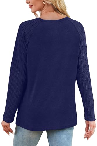 Image of OFEEFAN Long Sleeve Shirts for Womens Fall Fashion 2026 Crewneck Oversized Sweatshirt Tunic Tops to Wear with Leggings