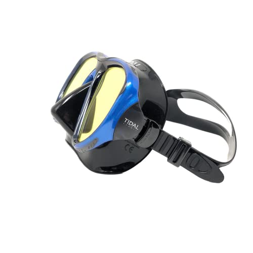 Pro Shot Tidal Mask For Snorkeling And Scuba Diving Best Anti-Fog Technology Blue/Black/Tinted Lens (Blue Reflective Lens) #TOP1