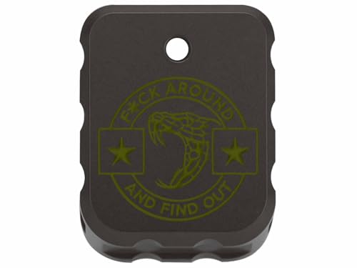 NDZ Performance Brass Magazine Base Plate for Canik TP9 – Armor Black Cerakote Finish – Laser Engraved – Fits TP9SF, TP9SFX, TP9 Elite SC – ODG Fill – FAFO Snake Head