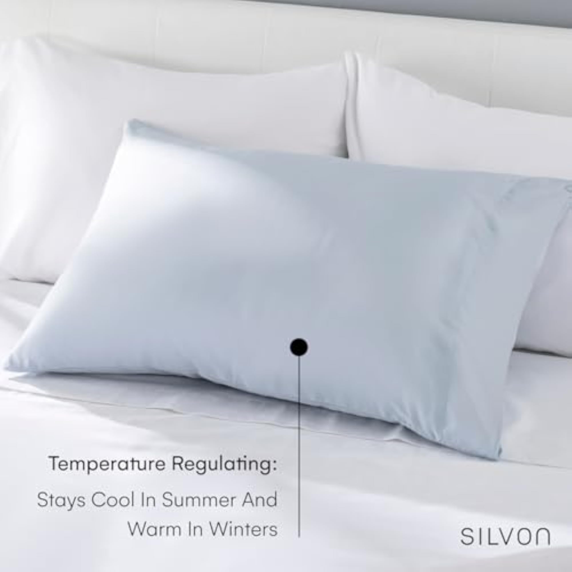 Anti-Acne Pillowcase Woven with Pure Silver, Antimicrobial, Sky