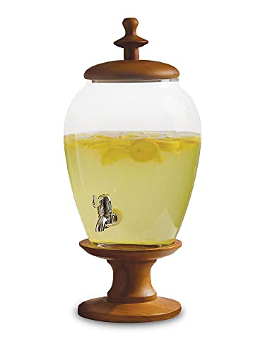 Circleware Wood Sun Tea Mason Jar Glass Beverage Dispenser With Stand & Lid Glassware Pitcher For Water, Juice, Beer Wine Liquor, Kombucha & Cold Drinks, Huge 357 Ounce Capacity, Wooden Style #TOP3
