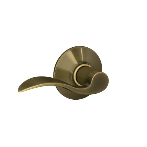 Image of SCHLAGE Lock Company Acc 609 SCHLAGE Accent F10 Flat Wave Reversible Door Lever Lock, Solid, Antique, Brass - F10 ACC 609
