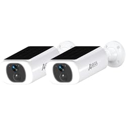 ANRAN 2K Security Cameras Wireless Outdoor Integrated Solar Panel, 2 Pack | 2.4G WiFi Cameras for Home Security, 2-Way Audio, PIR Detection, 3MP Color Night Vision, Works with Alexa