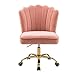 Schreibtischstuhl/Schminkstuhl rosa Samt goldene Bein, Drehstuhl, Bürostuhl ohne Armlehne mit Rollen höhenverstellbar drehbar ergonomisch, Muschelstuhl modernes Design – ideal für Home-Office