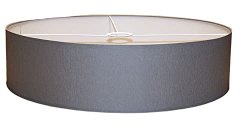 Pantalla de lámpara de 460 x 150 mm (diámetro x altura) I Roller I Original, algodón gris I Soporte para bombilla E27 I 46 x 15 cm Cover