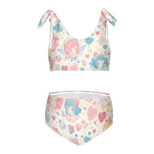 KLL Cute Cute Fairy Girl 2 Piece Bikini Sets Beach Swimsuit Swimwear Adjustable Shoulder Strap