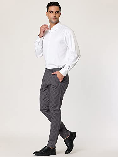 Lars Amadeus Men's Plaid Dress Pants Slim Fit Flat Front Business Check Trousers4