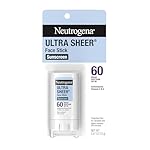 Neutrogena Ultra Sheer Face Sunscreen Stick SPF 60, Sensitive Skin Care, Mess-Free Broad Spectrum Sun Protection, Water Resistant Travel Size Sunscreen for Face, Oxybenzone-Free, .47 oz