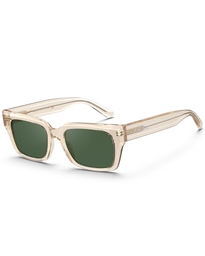 Image of AVAWAY Chunky Rectangle Sunglasses for Men Women, Polarized Trendy Large Acetate Frame UV400 Protection Driving Sun Glasses