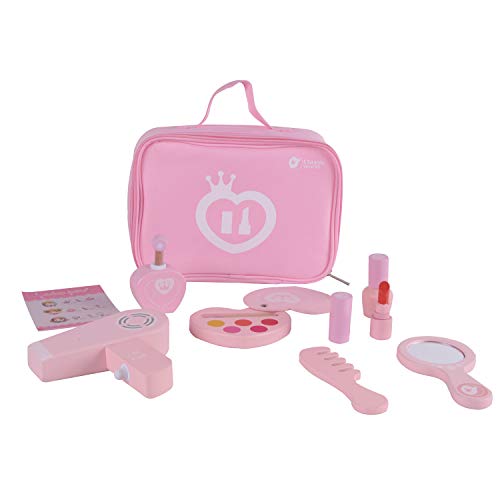 Juego de maquillaje de madera infantil con sombra de ojos pintalabios y perfume de juguete