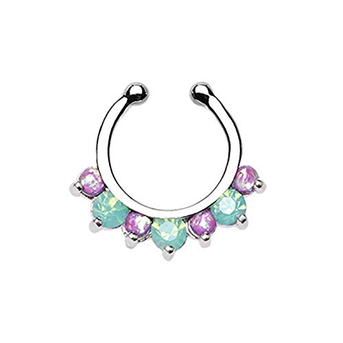 Covet Jewelry Prong Opal Precia Fake Septum Clip-On Ring