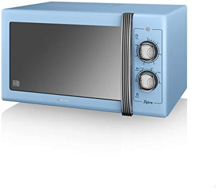SWAN SM22070BLN Retro Manual Microwave, 25 Litre, 900 W, Blue