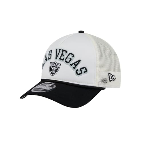 New Era NFL Chrome Arch 9FORTY M-Crown A-Frame Trucker Mesh Adjustable Snapback Hat One Size Fits All - Las Vegas Raiders - Black