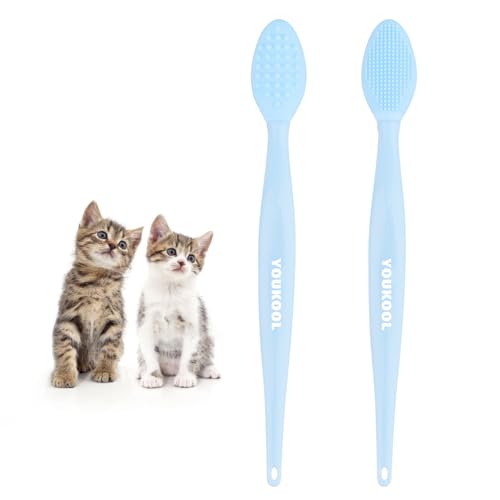 2PCS Pet Black Seed Brush for Cat Chin Acne & Blackhead Removal | Silicone Double-sided Grooming Brush for Acne Treatment | Acne Removing Tool|Cat Grooming Essentials,Blue
