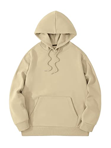 Floerns Men's Letter Graphic Print Long Sleeve Drawstring Hoodie Sweatshirt Tops A Khaki S #TOP1