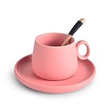 Zubehör: Mit Tablett SLSSA Kaffeetasse Macaron Color Kaffeetasse Mit Tablett Holzlöffel Haus Cafe Teetasse Koffie Beker