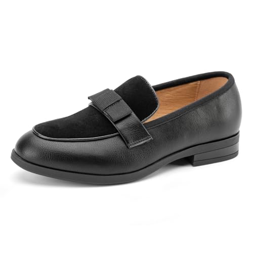 JITAI Boys Slip-On Leather Loafers - Luxury Dress, Casual & Tuxedo Shoes for Boys，Black-01 1 US