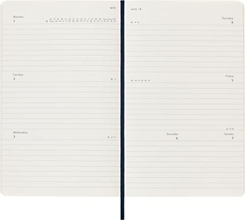 Moleskine Weekly Planner 2023, 12-Month Weekly Diary with Horizontal Layout, Weekly Horizontal Planner, Soft Cover, Large Size 13 x 21 cm, Colour Sapphire Blue