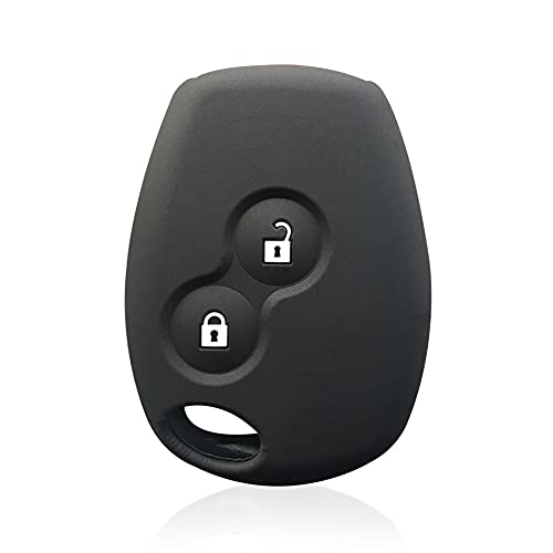Happyit Car Key Case Cover Silicone for Renault 2 buttons Kangoo Scenic Megane Sandero Captur Twingo Modus Remote Control Cover (black)