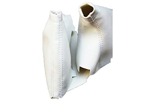 Fits 2008-2016 Subaru Impreza WRX STI Synthetic White Leather Manual Shift & E-Brake Boot SET (Skin Only)