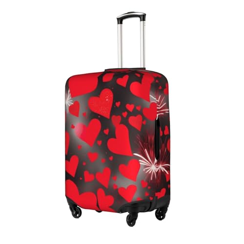 Red Hearts Firework Print Luggage Cover For Travel Women Men Suitcase Covers Dust Cover Luggage Sleeve Protector2
