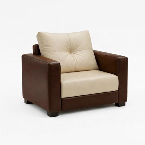 Image of FURNY Heritage 3 Seater + 1 Seater + 1 Seater Fabric Sofa Set (Dark Brown-Cream) with Velvet Finish | Durable Comfort | Ideal for Living Room