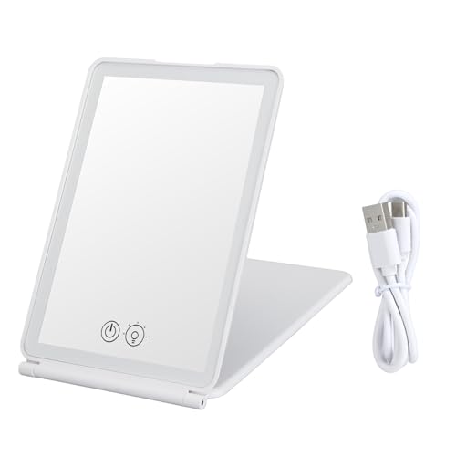 Miroir de maquillage LED compact rechargeable USB et grossissant 3X pour sac