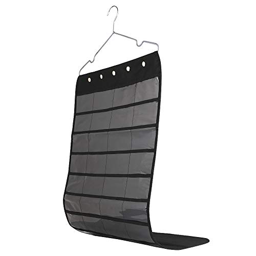 Hanging Jewelry Organizer, Double Sided 40 Pockets And 20 Magic Tape Hook Jewelry Organizer, Necklace Holder Jewelry Chain Organizer For Earrings Necklace Bracelet Ring With Hanger, Black #TOP4